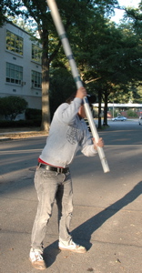 Eli puts his back into it.