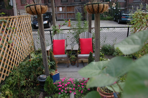 Red chairs on East Berkeley Street
