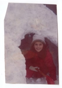 Jane and snow, Leicester, MA. 1975.
