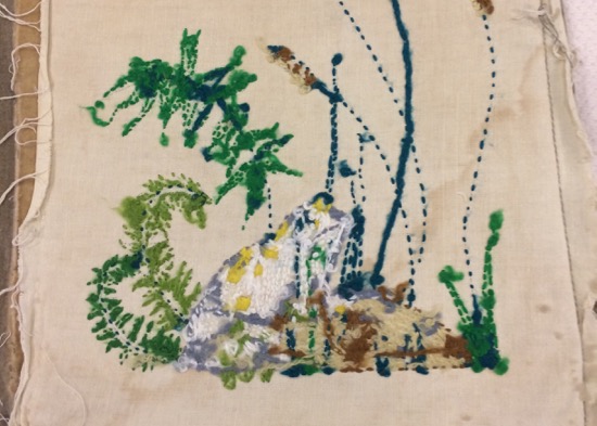 the worn frog pillow, inside out