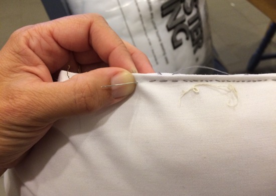 the inner pillow, refilled and closed back up