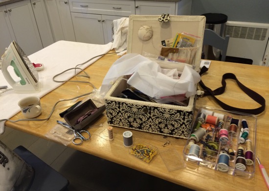 temporary work area, on kitchen table